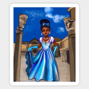 Princess in Roman inspired courtyard   ! beautiful  black girl with Afro hair, brown eyes and dark brown skin. Hair love ! Sticker